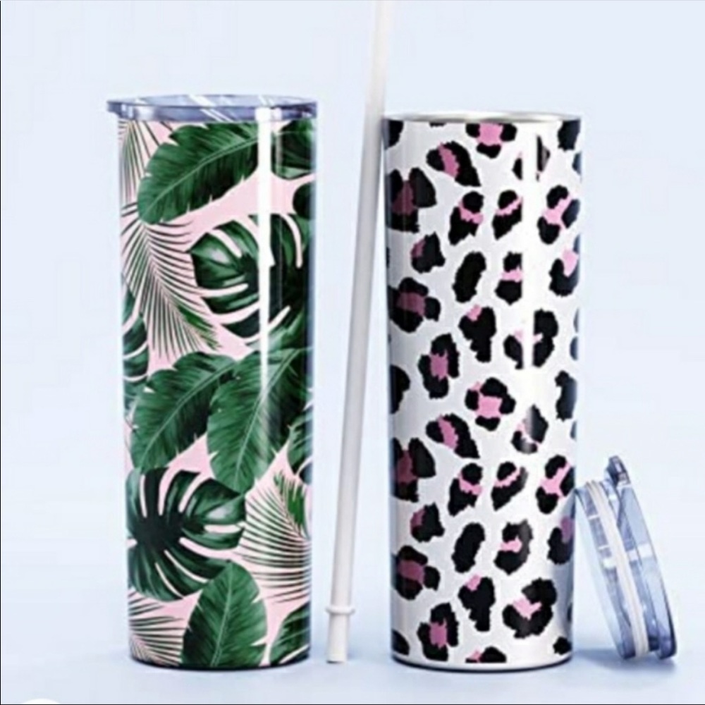 NWT LEOPARD SKINNY TUMBLER. STAINLESS STEEL